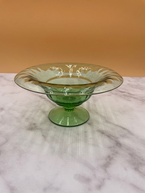 Vintage Footed Green Compote Bowl