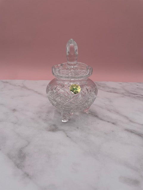 Vintage Polish Lead Crystal Candy Sugar Bowl Jar